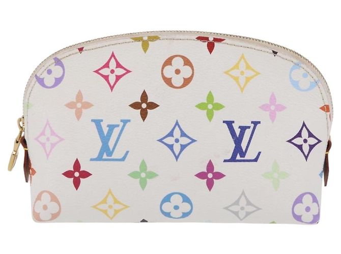 LOUIS VUITTON Monogram Multicolor Pochette Cosmetic PM White M47354 Auth mr3050V Bianco - vista 13