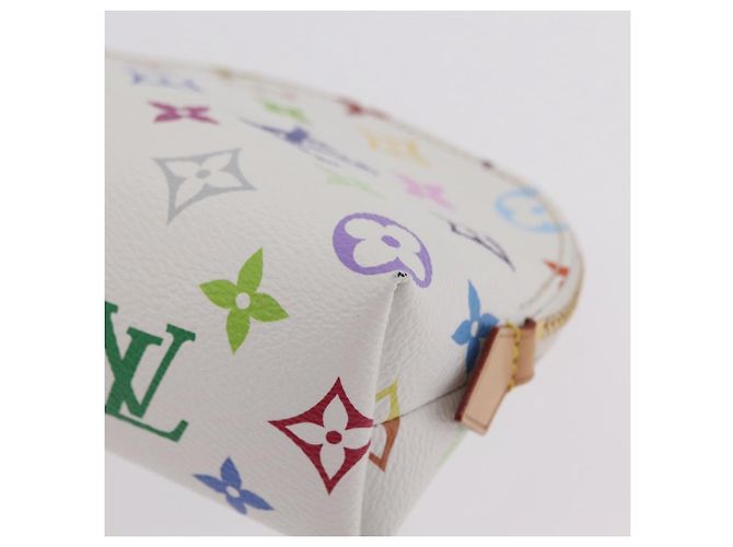 LOUIS VUITTON Monogram Multicolor Pochette Cosmetic PM White M47354 Auth mr3050V Bianco - vista 15