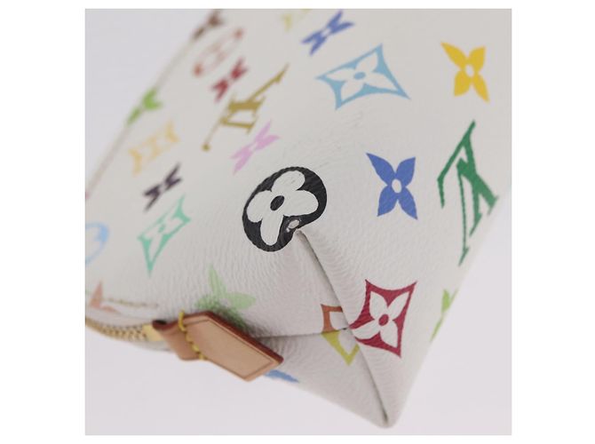 LOUIS VUITTON Monogram Multicolor Pochette Cosmetic PM White M47354 Auth mr3050V Bianco - vista 16
