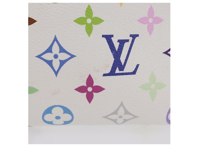 LOUIS VUITTON Monogram Multicolor Pochette Cosmetic PM White M47354 Auth mr3050V Bianco - vista 2