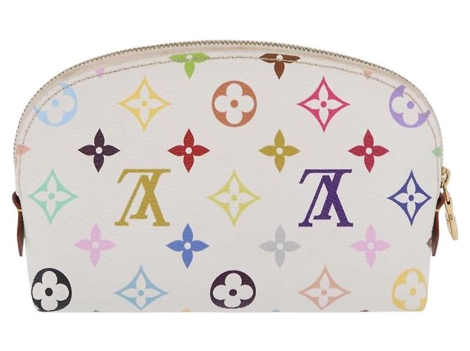 LOUIS VUITTON Monogram Multicolor Pochette Cosmetic PM White M47354 Auth mr3050V Bianco - vista 3