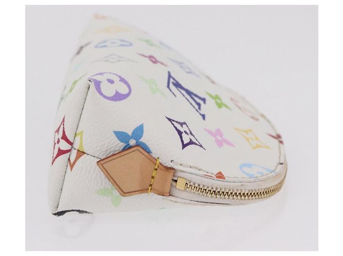 LOUIS VUITTON Monogram Multicolor Pochette Cosmetic PM White M47354 Auth mr3050V Bianco - vista 4