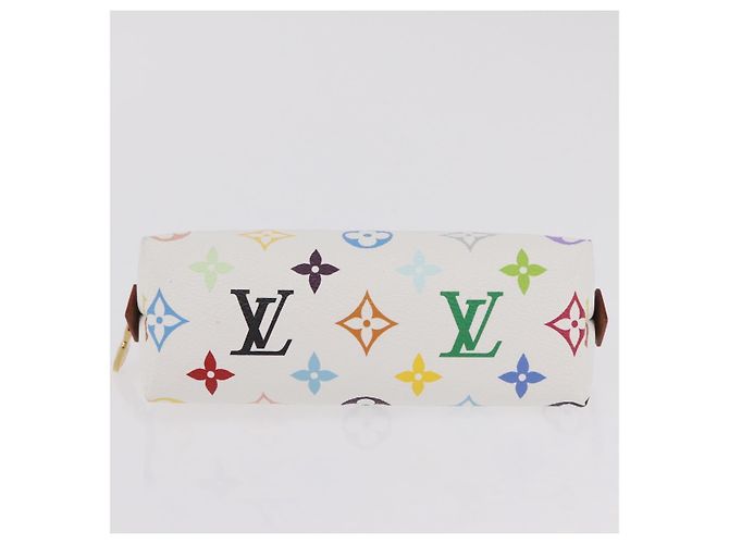 LOUIS VUITTON Monogram Multicolor Pochette Cosmetic PM White M47354 Auth mr3050V Bianco - vista 7