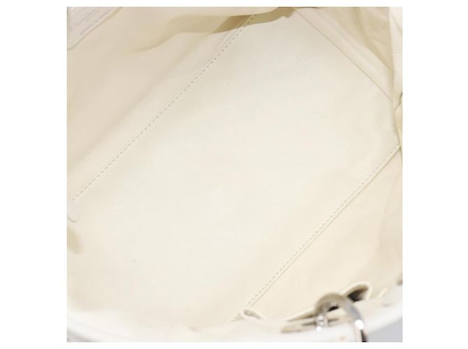 Borsa Christian Dior Lady Dior Canage in pelle d'agnello Bianca Argento Auth gh2352V Bianco - vista 21