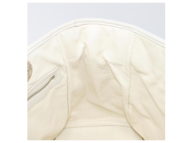 Borsa Christian Dior Lady Dior Canage in pelle d'agnello Bianca Argento Auth gh2352V Bianco - vista 22