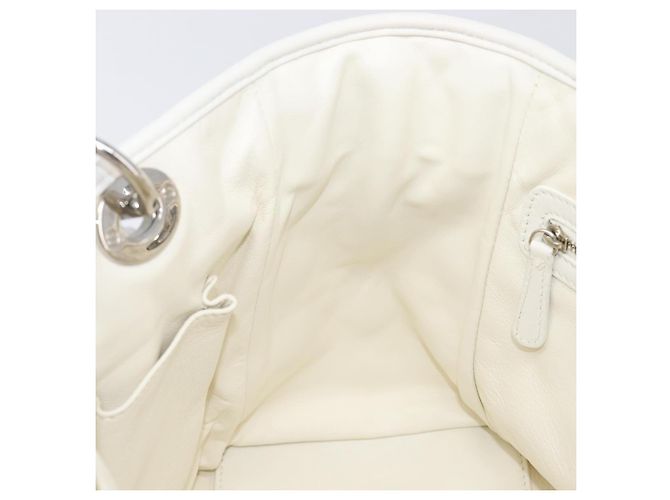 Borsa Christian Dior Lady Dior Canage in pelle d'agnello Bianca Argento Auth gh2352V Bianco - vista 23