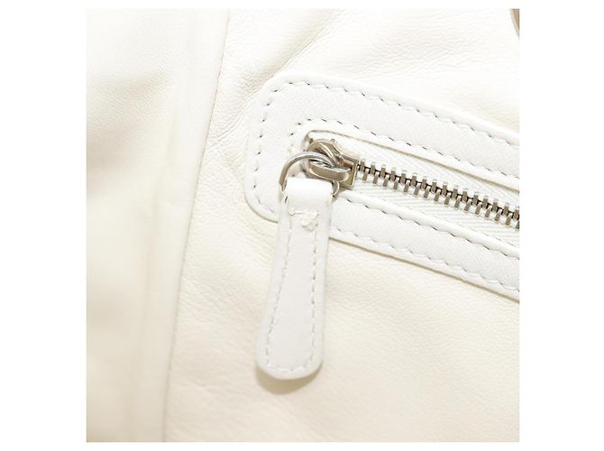 Borsa Christian Dior Lady Dior Canage in pelle d'agnello Bianca Argento Auth gh2352V Bianco - vista 24