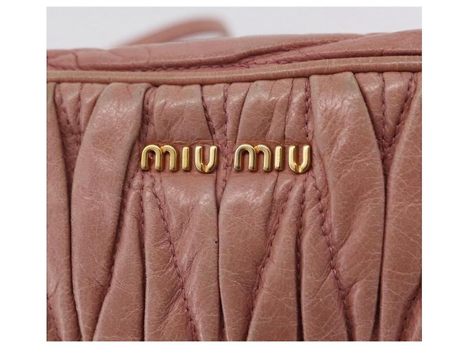 Borsa a tracolla Miu Miu Matelassé Vitellolux Pink Gold Auth 206318A Rosa D'oro - vista 18
