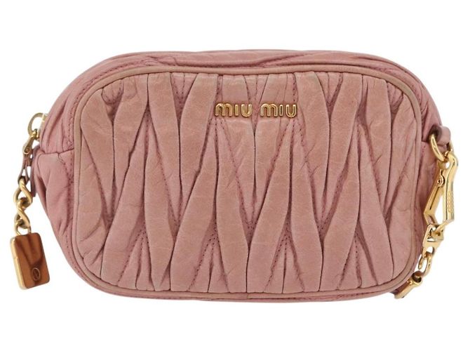 Borsa a tracolla Miu Miu Matelassé Vitellolux Pink Gold Auth 206318A Rosa D'oro - vista 2