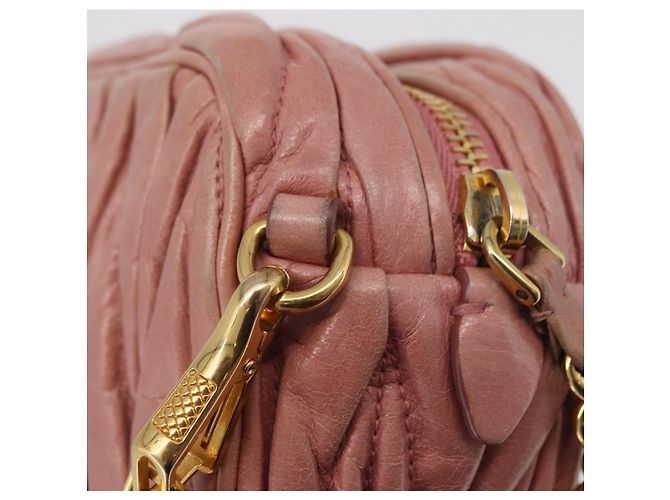 Borsa a tracolla Miu Miu Matelassé Vitellolux Pink Gold Auth 206318A Rosa D'oro - vista 20