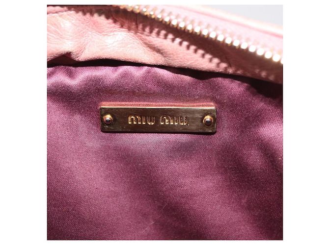 Borsa a tracolla Miu Miu Matelassé Vitellolux Pink Gold Auth 206318A Rosa D'oro - vista 22