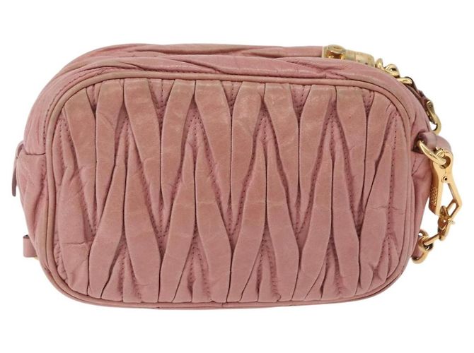 Borsa a tracolla Miu Miu Matelassé Vitellolux Pink Gold Auth 206318A Rosa D'oro - vista 3