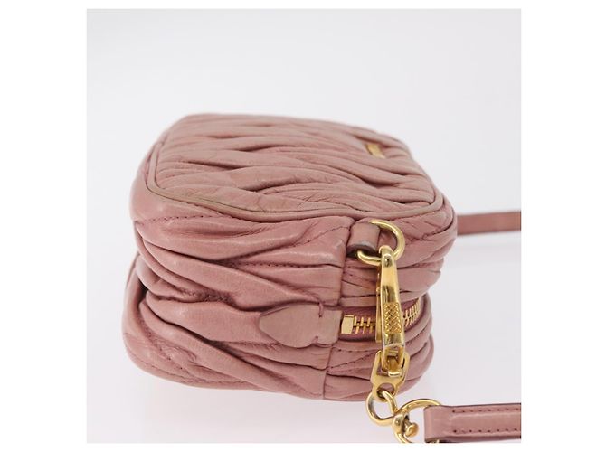 Borsa a tracolla Miu Miu Matelassé Vitellolux Pink Gold Auth 206318A Rosa D'oro - vista 4