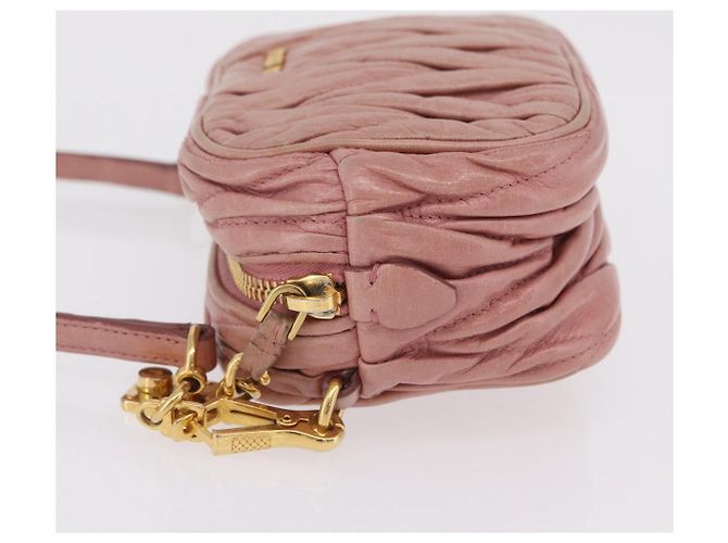 Borsa a tracolla Miu Miu Matelassé Vitellolux Pink Gold Auth 206318A Rosa D'oro - vista 5
