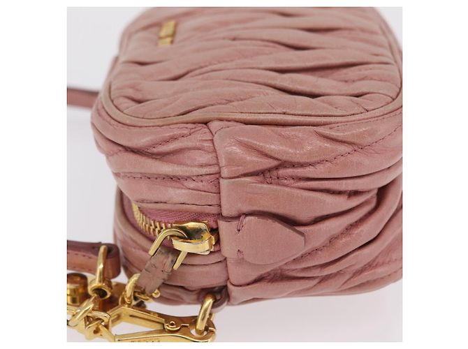 Borsa a tracolla Miu Miu Matelassé Vitellolux Pink Gold Auth 206318A Rosa D'oro - vista 6