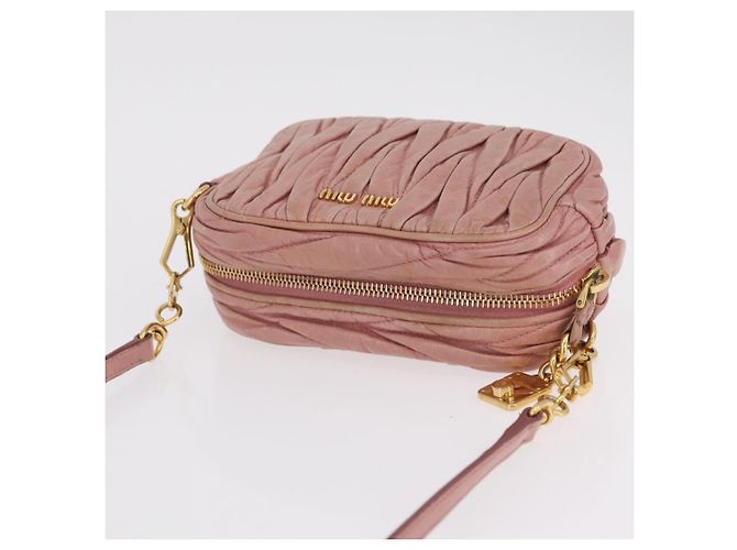 Borsa a tracolla Miu Miu Matelassé Vitellolux Pink Gold Auth 206318A Rosa D'oro - vista 7