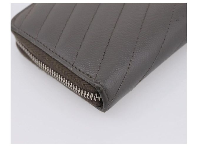 Autre Marque Cartera larga SAINT LAURENT Cassandra de piel gris plata Auth bs37418 Castaño - vista 11