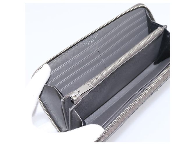 Autre Marque Cartera larga SAINT LAURENT Cassandra de piel gris plata Auth bs37418 Castaño - vista 14