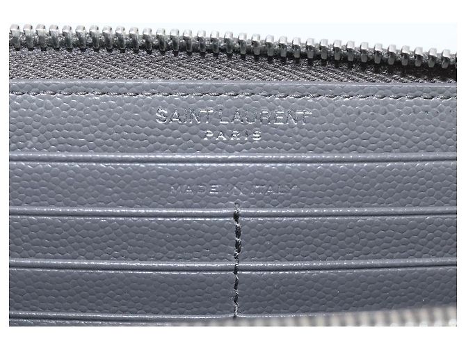 Autre Marque Cartera larga SAINT LAURENT Cassandra de piel gris plata Auth bs37418 Castaño - vista 15