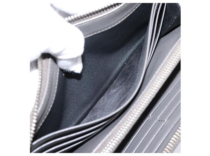 Autre Marque Cartera larga SAINT LAURENT Cassandra de piel gris plata Auth bs37418 Castaño - vista 16