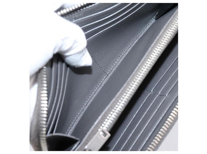 Autre Marque Cartera larga SAINT LAURENT Cassandra de piel gris plata Auth bs37418 Castaño - vista 17