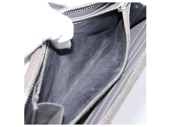 Autre Marque Cartera larga SAINT LAURENT Cassandra de piel gris plata Auth bs37418 Castaño - vista 19