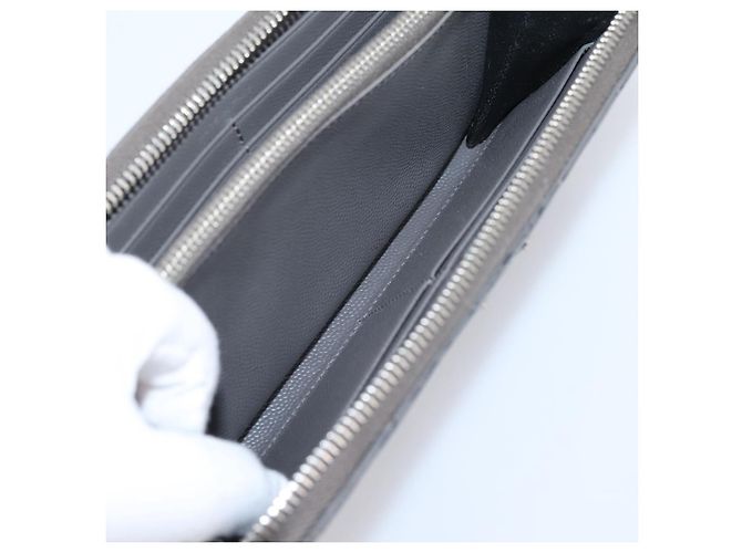 Autre Marque Cartera larga SAINT LAURENT Cassandra de piel gris plata Auth bs37418 Castaño - vista 20