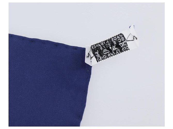 Hermès Pañuelo HERMES Carre 90 Seda Azul Blanco "CAVALCADOUR" Auth ki6864M - vista 16