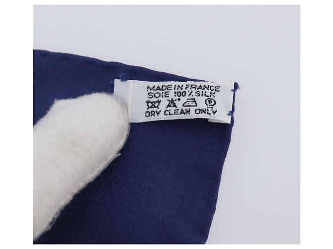Hermès Pañuelo HERMES Carre 90 Seda Azul Blanco "CAVALCADOUR" Auth ki6864M - vista 17
