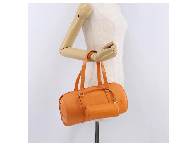 Borsa a mano LOUIS VUITTON Epi Soufflot Orange Mandarin M5222H LV Auth 203201V Arancione Grigio - vista 24