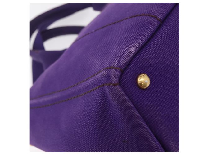 PRADA Canapa MM Handtasche Canvas Lila Goldfarben Auth mr3004A - Ansicht 15
