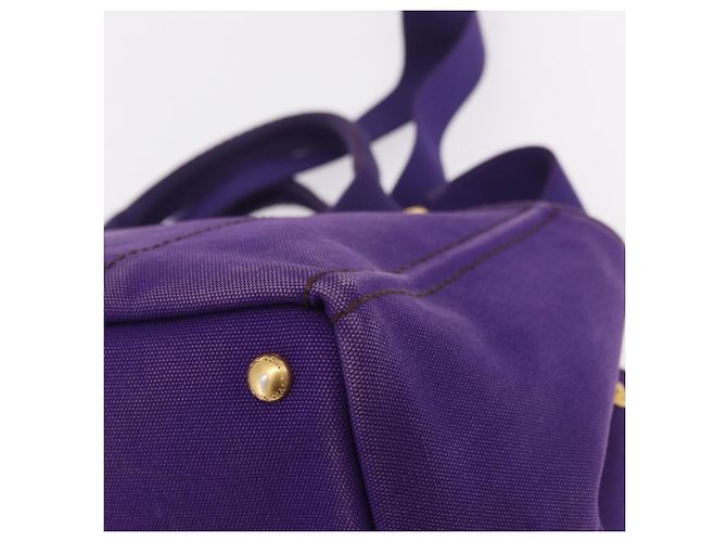 PRADA Canapa MM Handtasche Canvas Lila Goldfarben Auth mr3004A - Ansicht 16