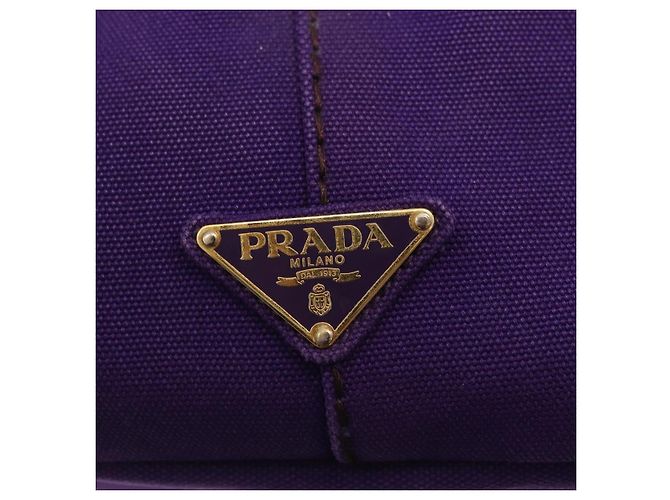 PRADA Canapa MM Handtasche Canvas Lila Goldfarben Auth mr3004A - Ansicht 18