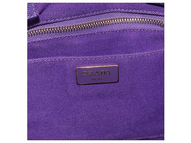 PRADA Canapa MM Handtasche Canvas Lila Goldfarben Auth mr3004A - Ansicht 19