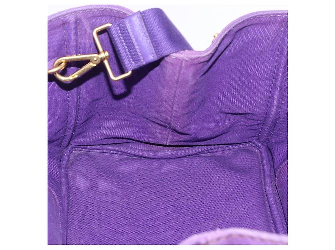 PRADA Canapa MM Handtasche Canvas Lila Goldfarben Auth mr3004A - Ansicht 21