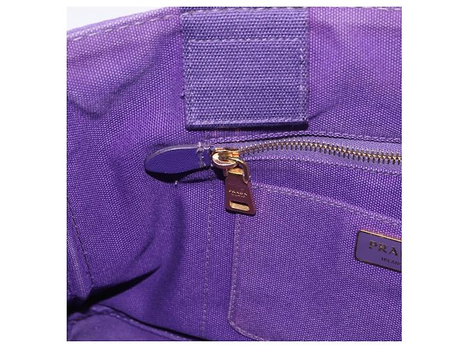 PRADA Canapa MM Handtasche Canvas Lila Goldfarben Auth mr3004A - Ansicht 23
