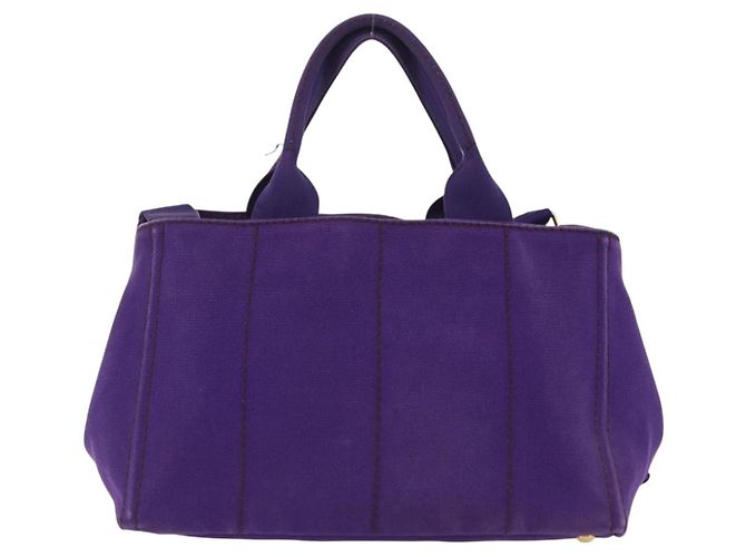 PRADA Canapa MM Handtasche Canvas Lila Goldfarben Auth mr3004A - Ansicht 3