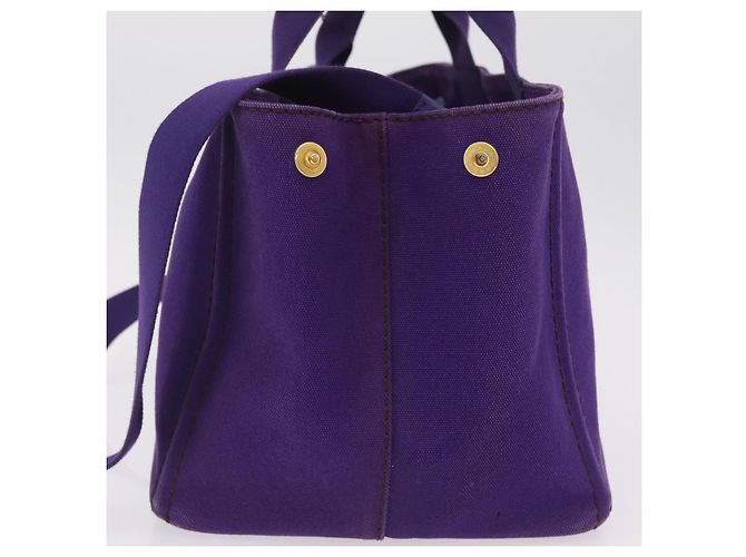 PRADA Canapa MM Handtasche Canvas Lila Goldfarben Auth mr3004A - Ansicht 4
