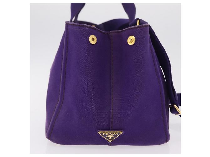 PRADA Canapa MM Handtasche Canvas Lila Goldfarben Auth mr3004A - Ansicht 5
