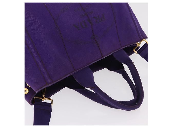 PRADA Canapa MM Handtasche Canvas Lila Goldfarben Auth mr3004A - Ansicht 6