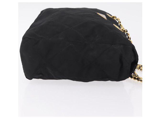 Bolsa de Ombro com Corrente PRADA Nylon Black Gold Auth ar14310A Preto Dourado - vista 4