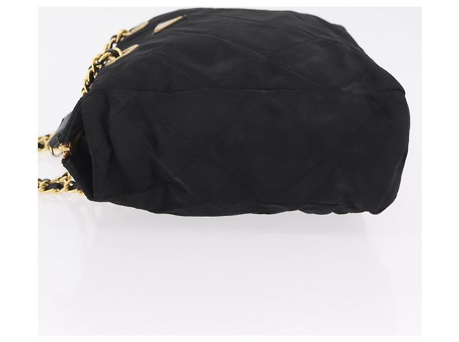 Bolsa de Ombro com Corrente PRADA Nylon Black Gold Auth ar14310A Preto Dourado - vista 5