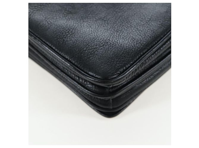 Borsa a tracolla con catena PRADA in pelle nera e oro Auth 202514M Nero D'oro - vista 15