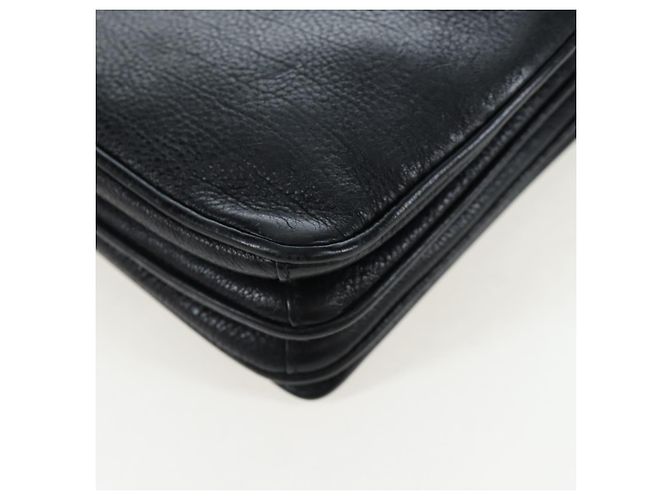 Borsa a tracolla con catena PRADA in pelle nera e oro Auth 202514M Nero D'oro - vista 16