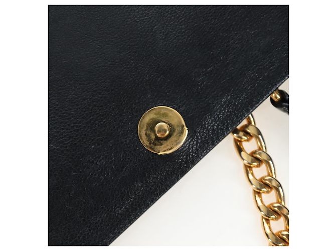 Borsa a tracolla con catena PRADA in pelle nera e oro Auth 202514M Nero D'oro - vista 25