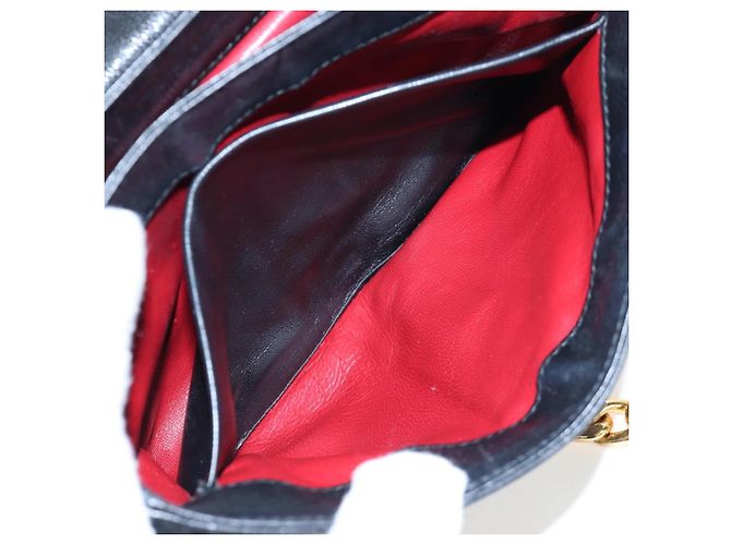 Borsa a tracolla con catena PRADA in pelle nera e oro Auth 202514M Nero D'oro - vista 28