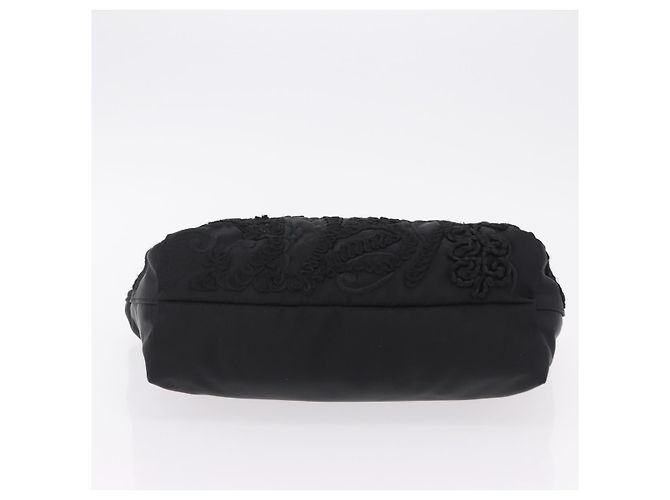 Borsa a mano Salvatore Ferragamo Gancini Nylon Nero Tono Oro Auth BA16145 - vista 10