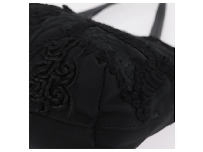 Borsa a mano Salvatore Ferragamo Gancini Nylon Nero Tono Oro Auth BA16145 - vista 12