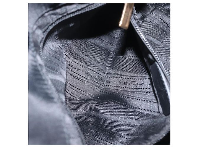 Borsa a mano Salvatore Ferragamo Gancini Nylon Nero Tono Oro Auth BA16145 - vista 23