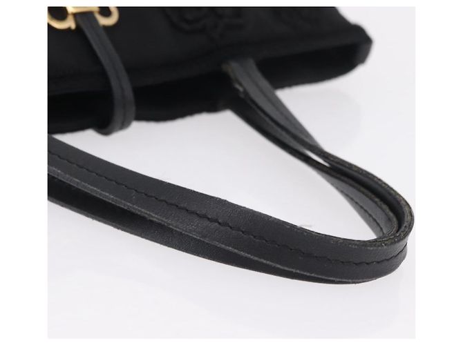 Borsa a mano Salvatore Ferragamo Gancini Nylon Nero Tono Oro Auth BA16145 - vista 7